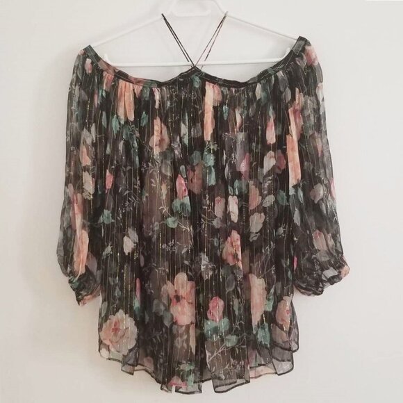 Zimmermann Master Flute Silk Gold Floral Blouse b115 - Picture 7 of 9